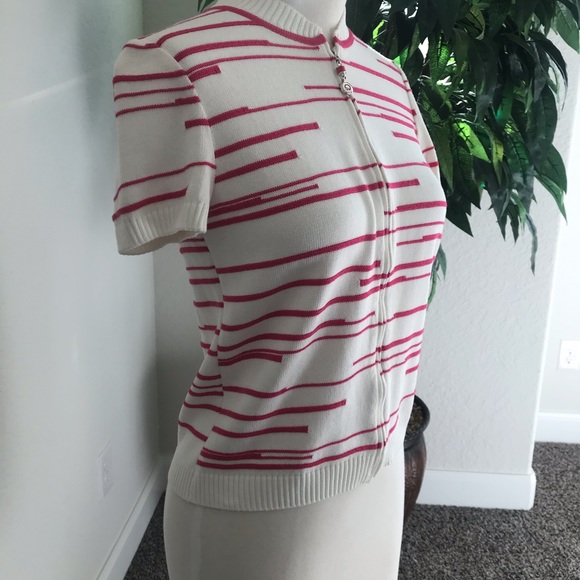 St. John Sport Full Zip Cardigan Sweater Size 2 Petites Santana Knit Hot Pink - Picture 7 of 14